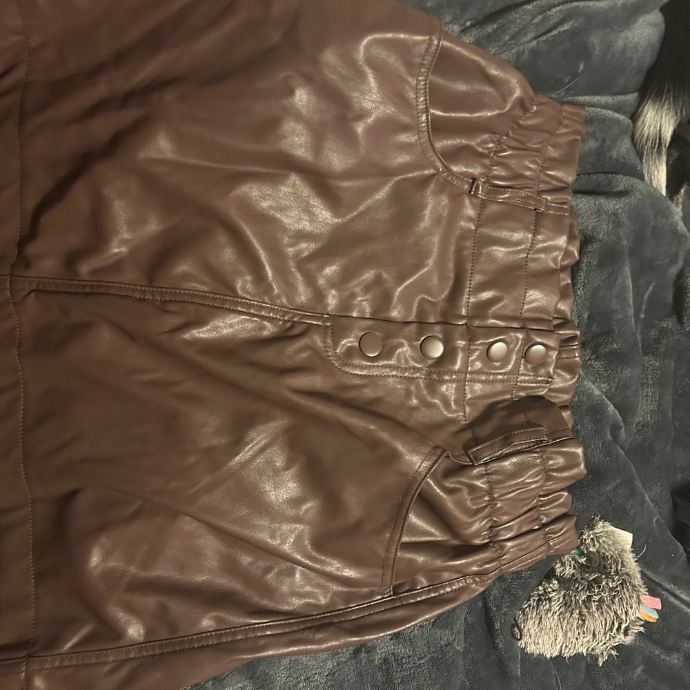 Brown leather skirt